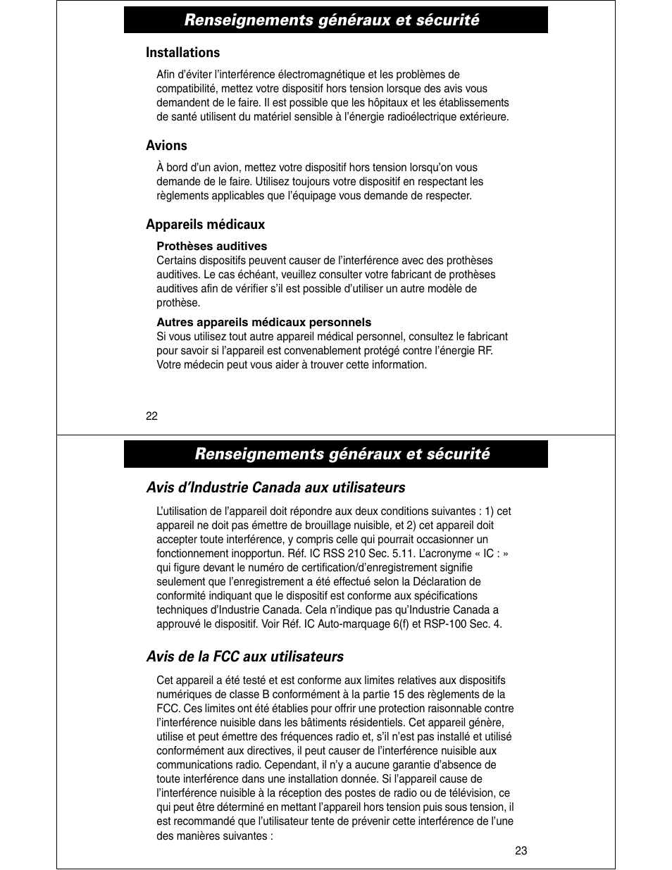 Renseignements généraux et sécurité | Motorola HS810 User Manual | Page 12 / 32