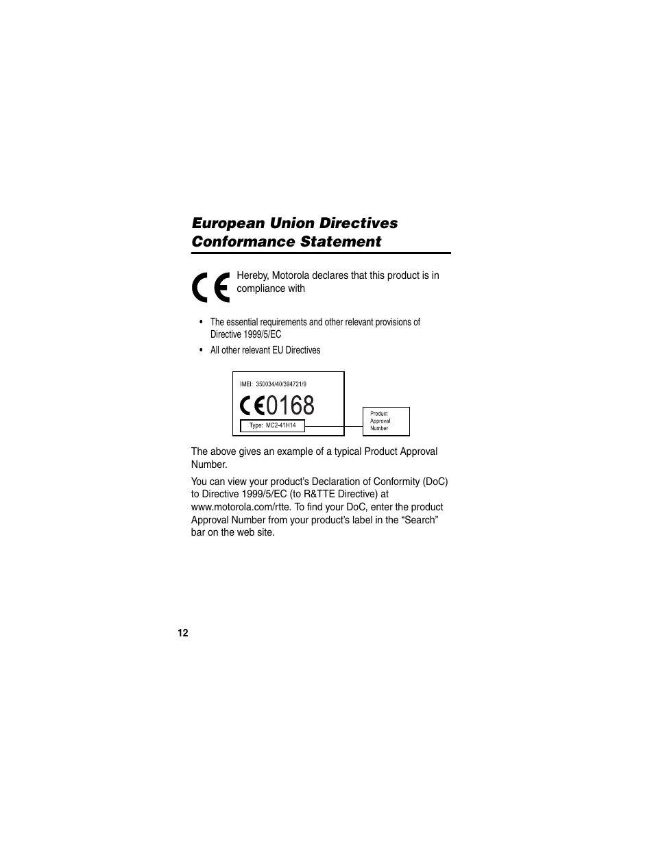European union directives conformance statement | Motorola C975 User Manual | Page 12 / 106