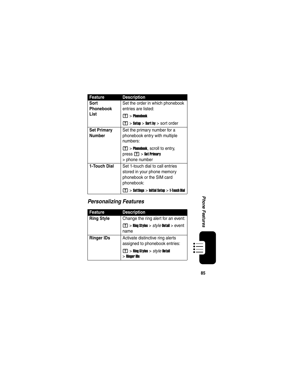 Motorola C975 User Manual | Page 85 / 106