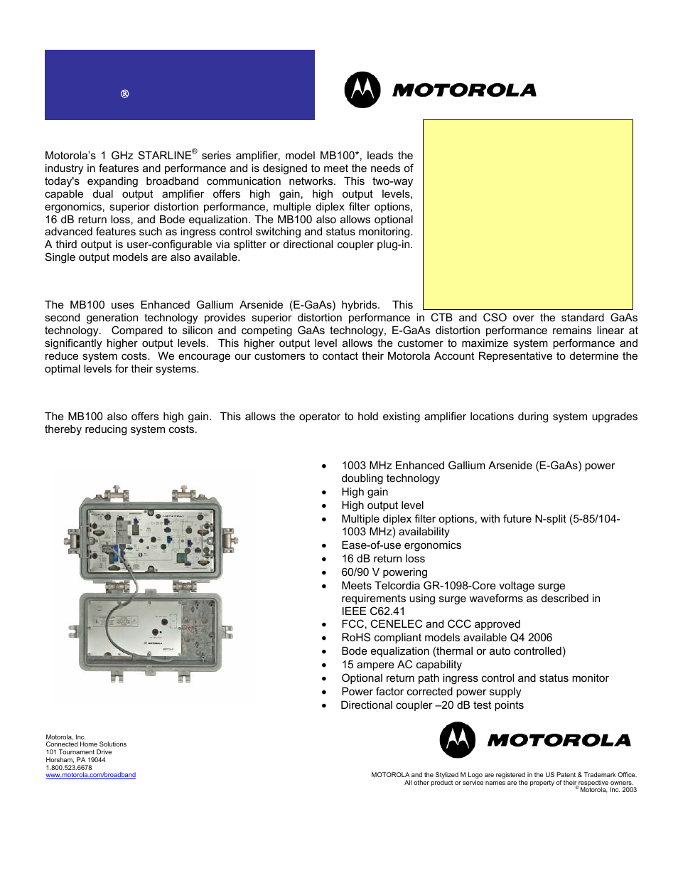 Motorola MB100 User Manual | 6 pages