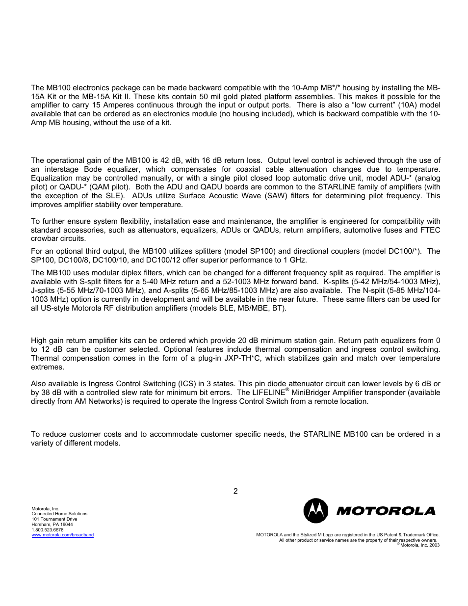 Motorola MB100 User Manual | Page 2 / 6