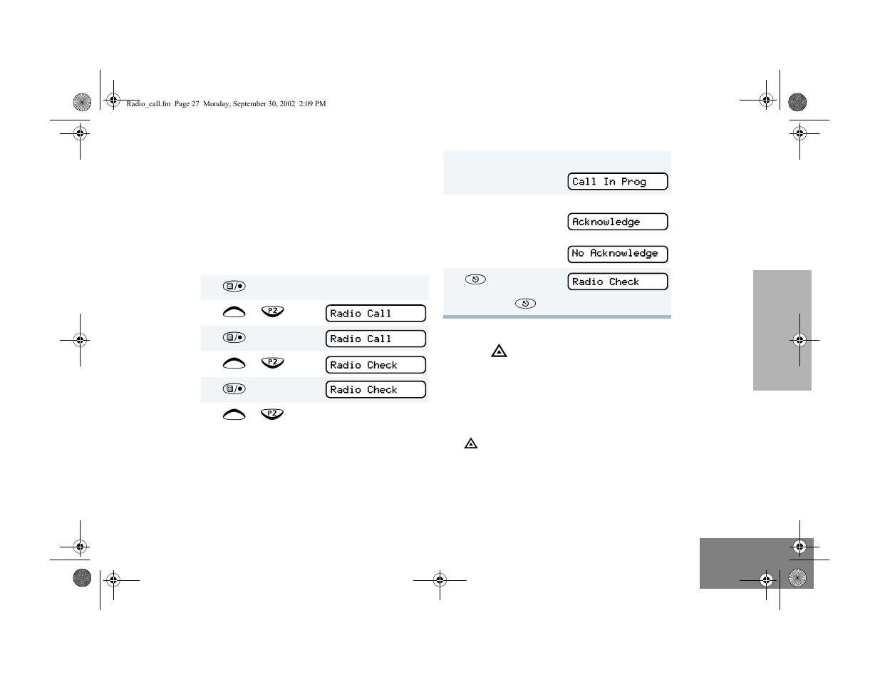 Radio check, Sending an emergency alert | Motorola HT1250 User Manual | Page 29 / 58