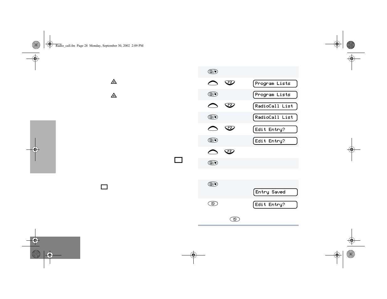 Editing a radio call list | Motorola HT1250 User Manual | Page 30 / 58