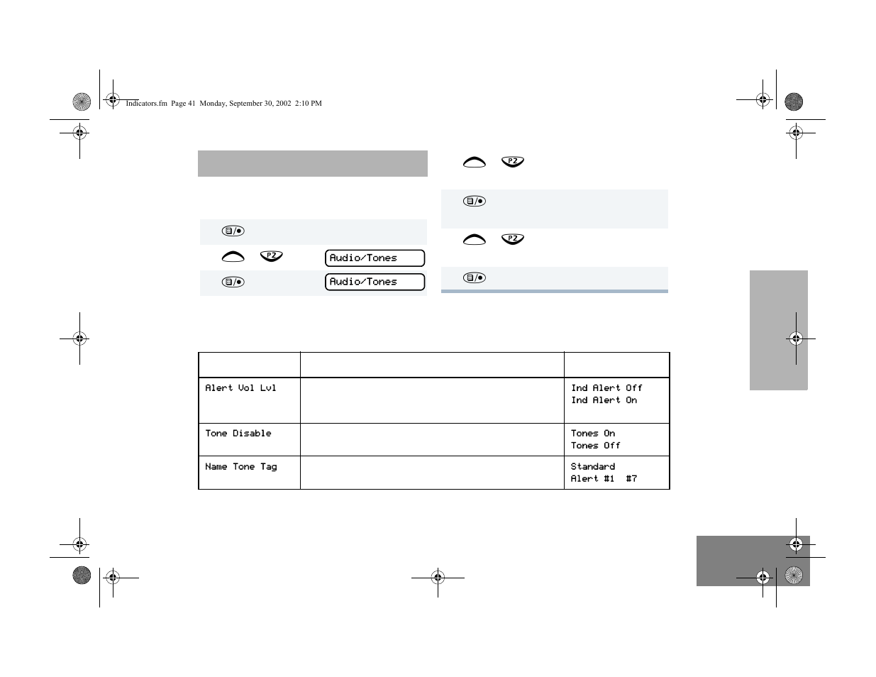 Audio/tone settings | Motorola HT1250 User Manual | Page 43 / 58