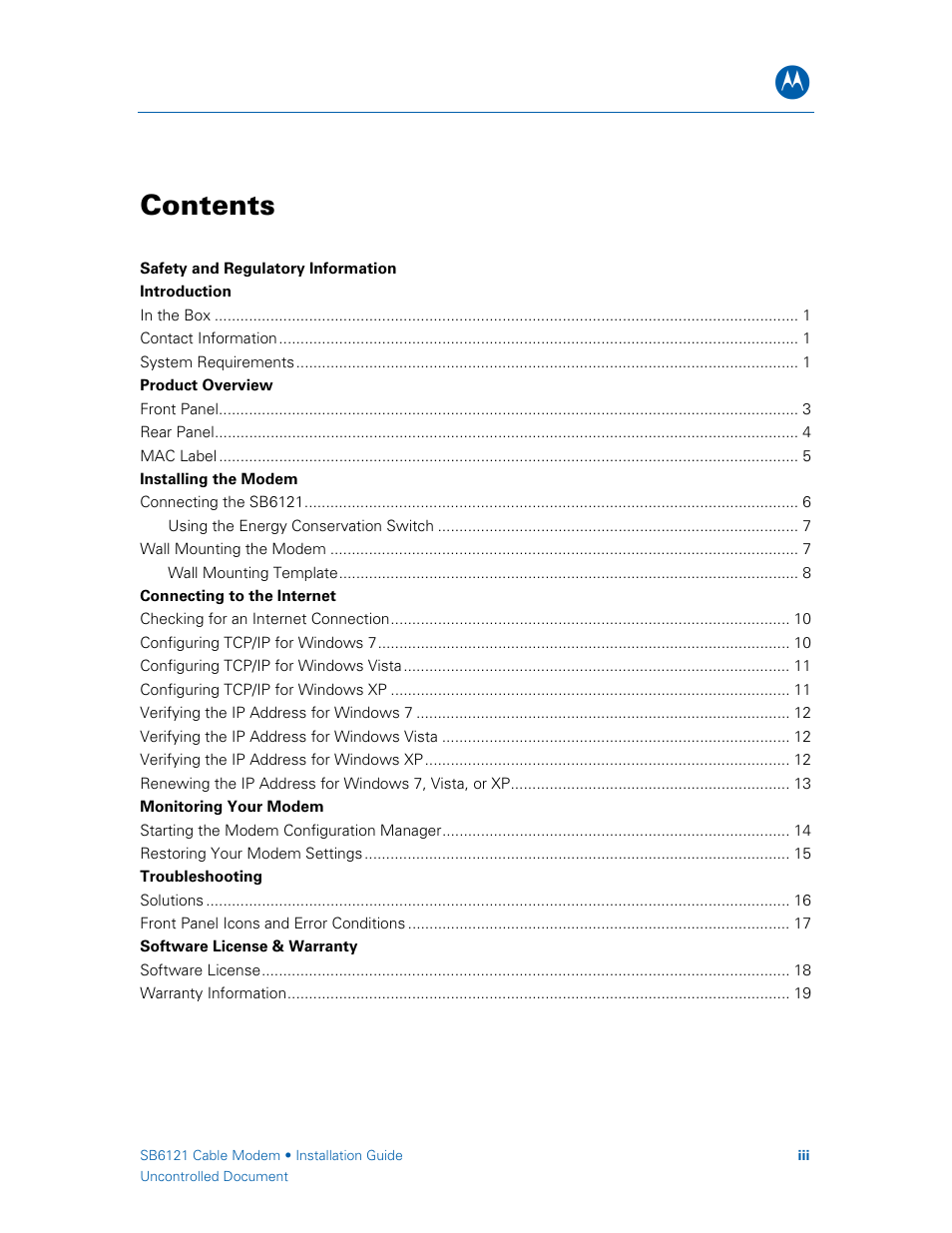 Motorola DOCSIS 3.0 SB6121 User Manual | Page 3 / 27