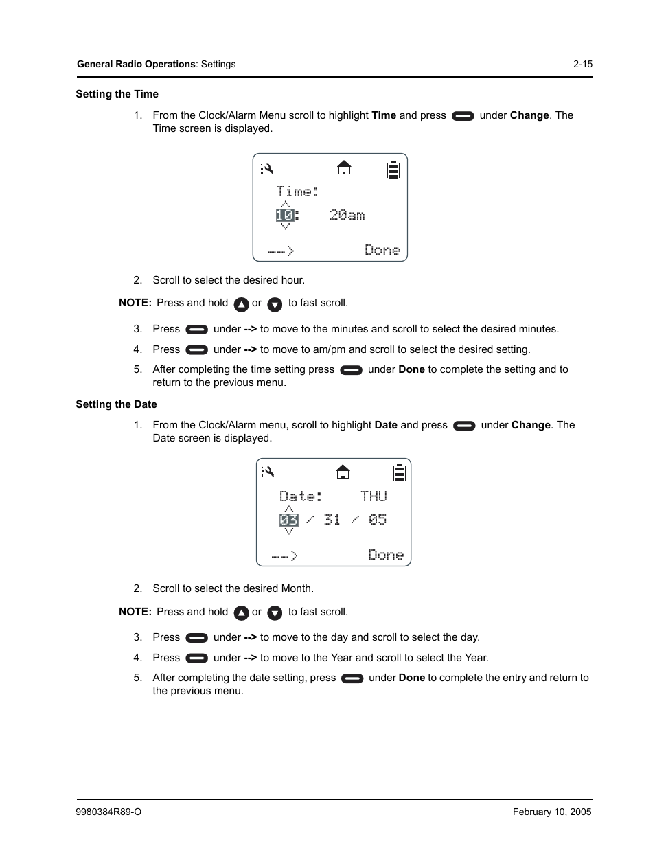 Time: : 20am __> done 10 | Motorola DTR SERIES DTR550 User Manual | Page 35 / 68