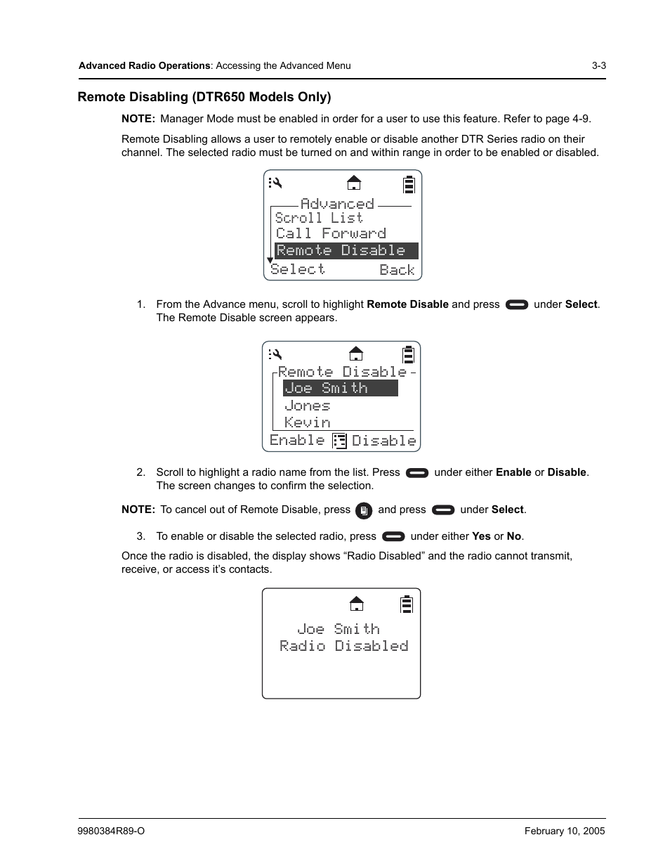 Remote disabling (dtr650 models only) | Motorola DTR SERIES DTR550 User Manual | Page 41 / 68