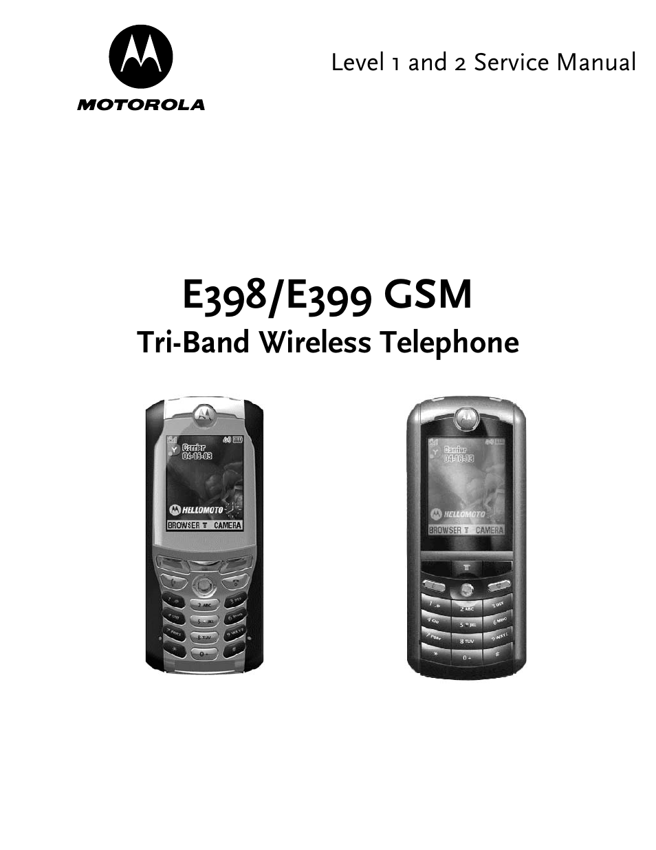 Motorola E398 GSM User Manual | 44 pages