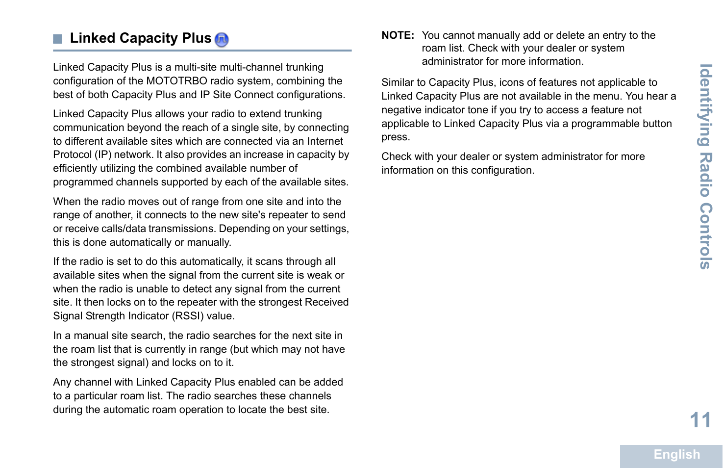 Linked capacity plus, See linked capacity plus, Identifying radio controls | Motorola XPR 7350 User Manual | Page 21 / 58