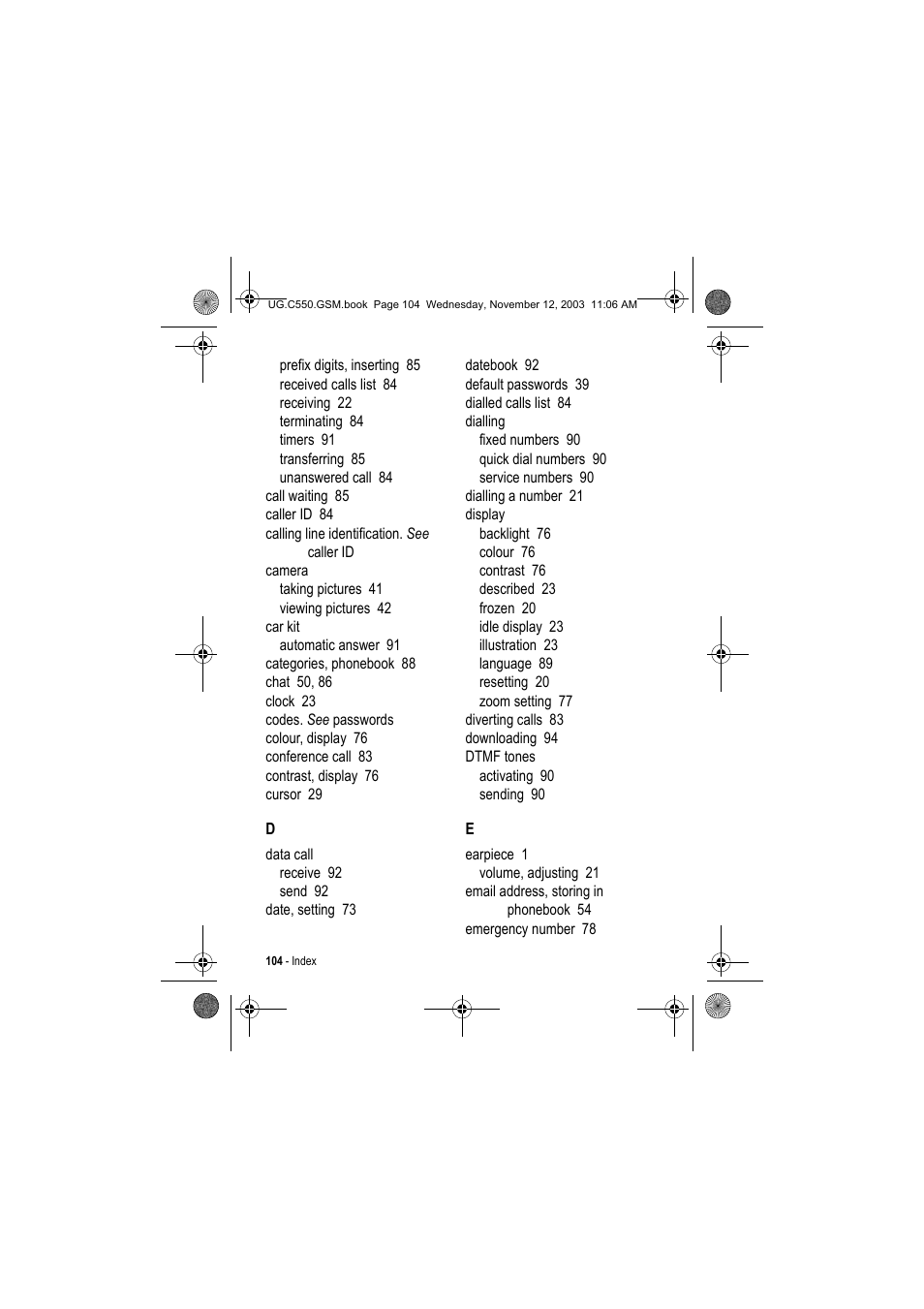 Motorola C550 User Manual | Page 104 / 110