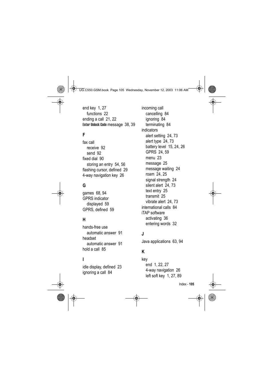 Motorola C550 User Manual | Page 105 / 110