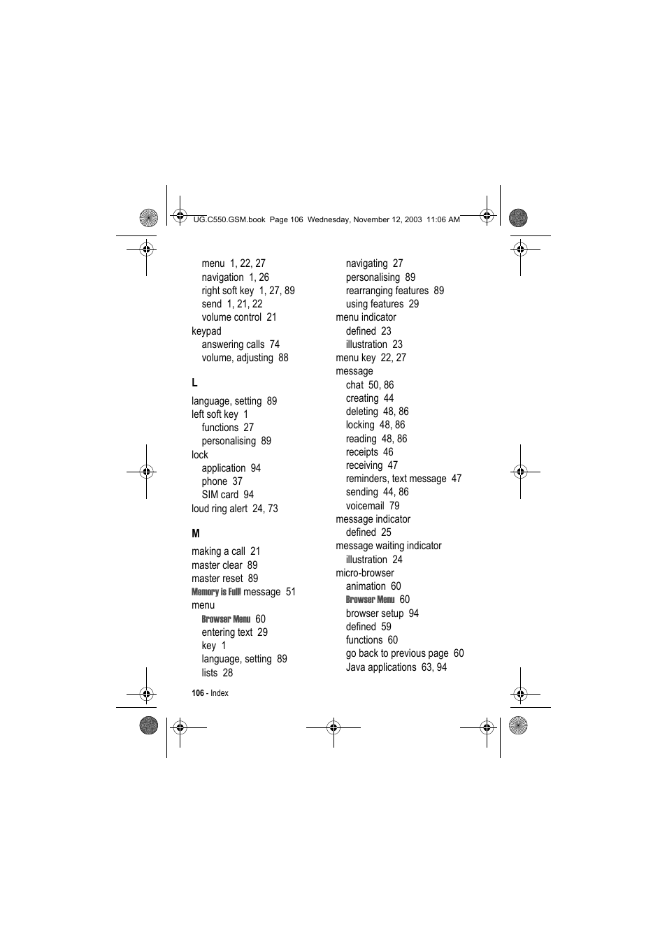 Motorola C550 User Manual | Page 106 / 110