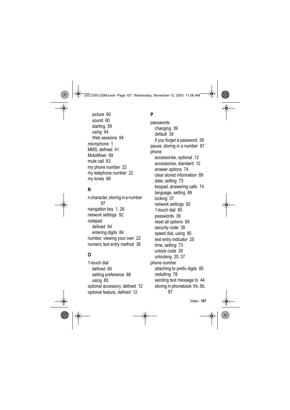 Motorola C550 User Manual | Page 107 / 110