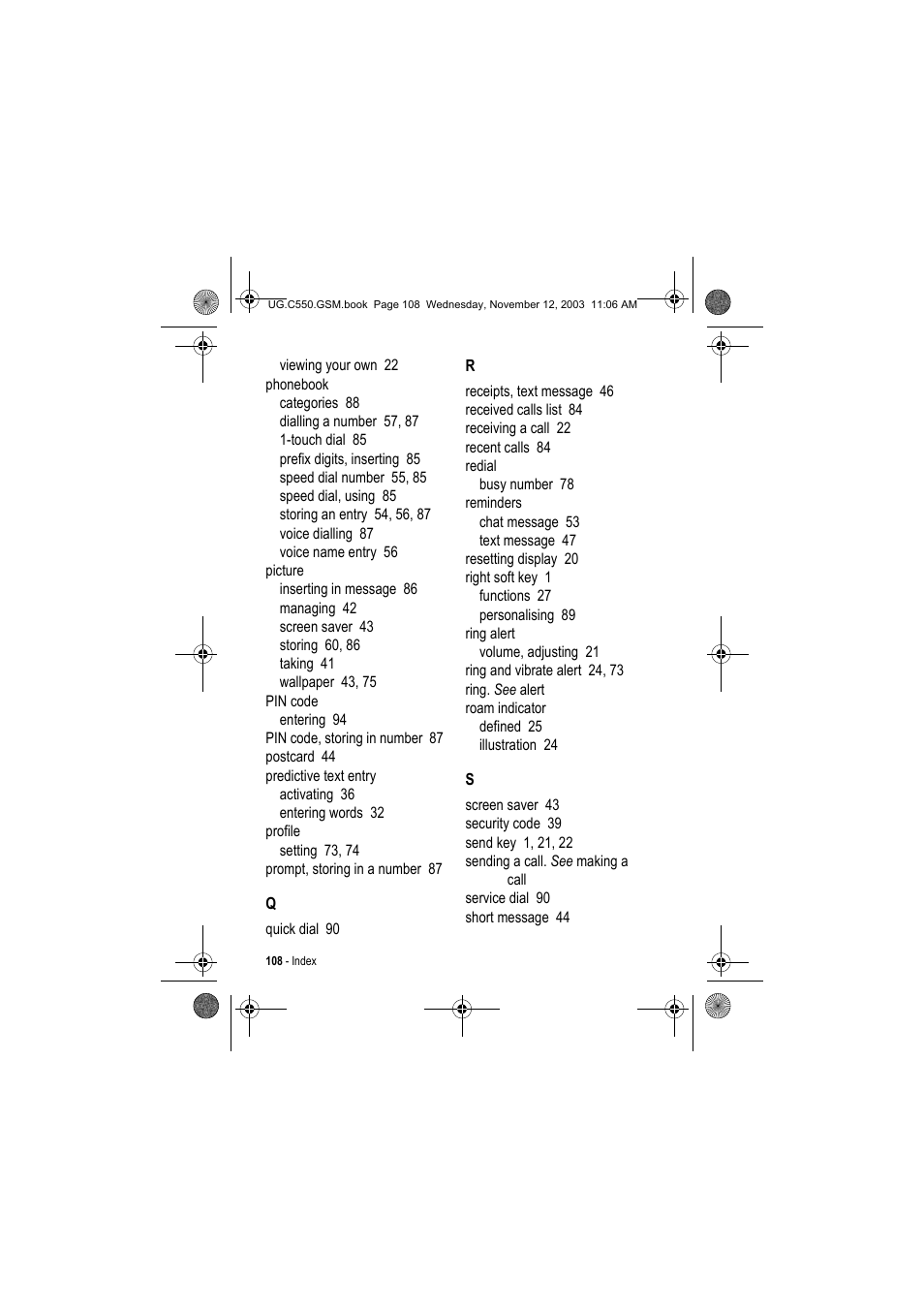 Motorola C550 User Manual | Page 108 / 110