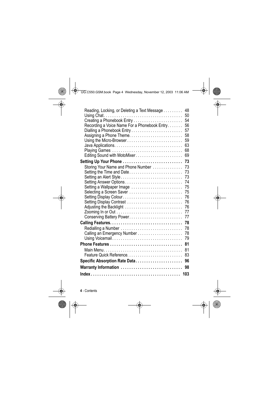 Motorola C550 User Manual | Page 4 / 110