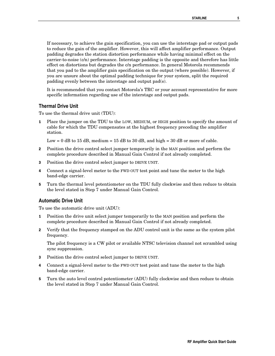 Thermal drive unit, Automatic drive unit | Motorola RF Amplifier User Manual | Page 5 / 8