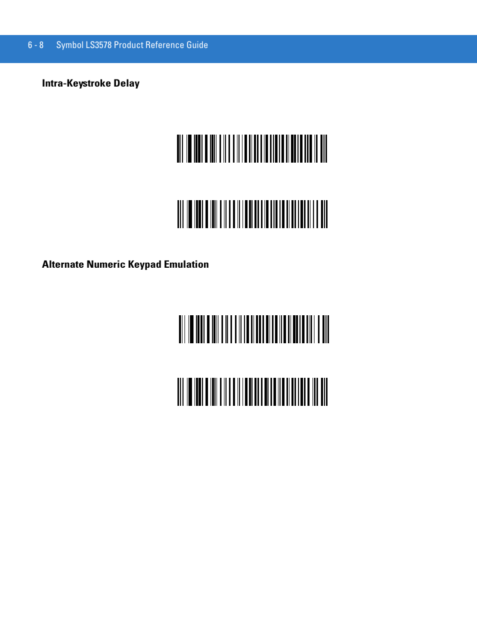 Intra-keystroke delay, Alternate numeric keypad emulation | Motorola LS3578 User Manual | Page 102 / 378