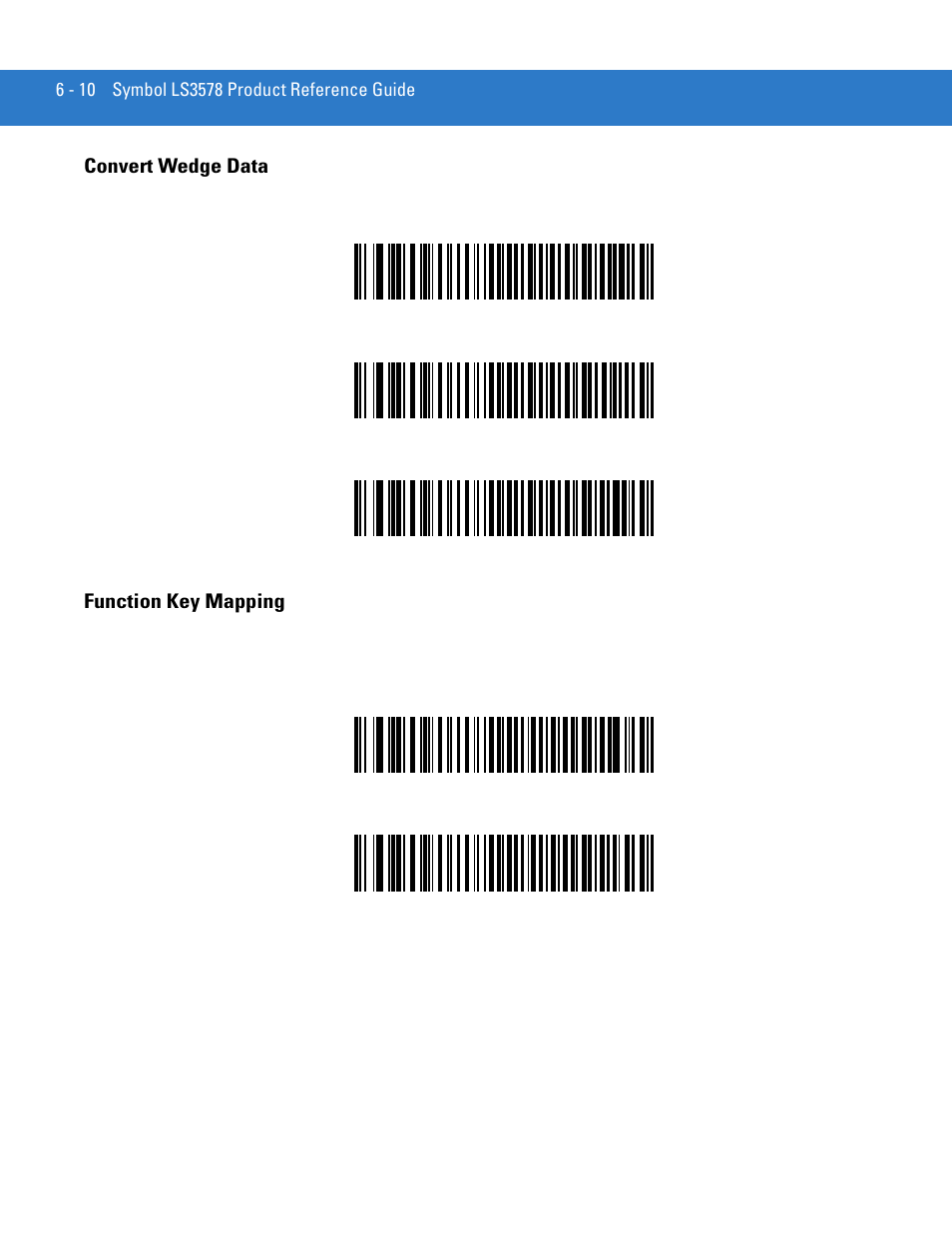 Convert wedge data, Function key mapping, Convert wedge data -10 function key mapping -10 | Motorola LS3578 User Manual | Page 104 / 378