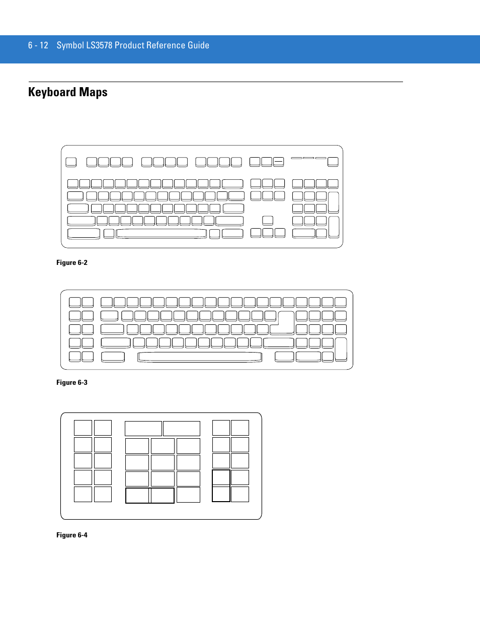 Keyboard maps, Keyboard maps -12, Ibm ps2 type keyboard | Ibm pc/at, Figure 6-2, Figure 6-3, Figure 6-4 | Motorola LS3578 User Manual | Page 106 / 378