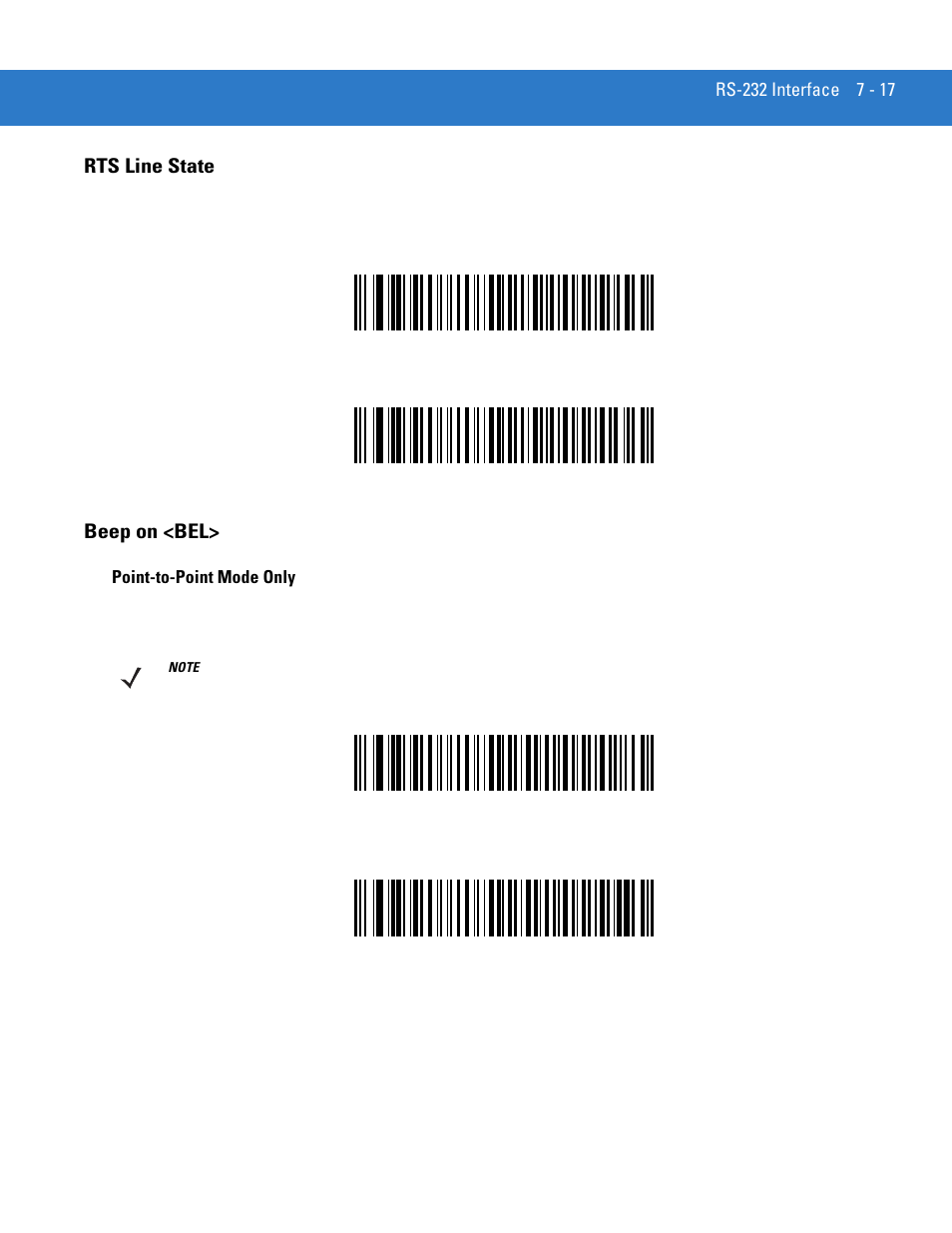 Rts line state, Beep on <bel, Rts line state -17 beep on <bel> -17 | Motorola LS3578 User Manual | Page 135 / 378