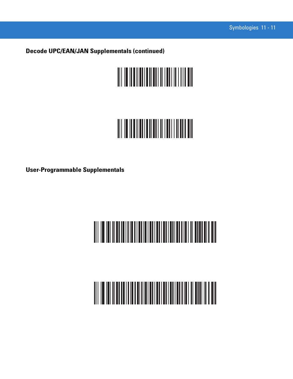 User-programmable supplementals, User-programmable supplementals -11, Decode upc/ean/jan supplementals (continued) | Motorola LS3578 User Manual | Page 181 / 378