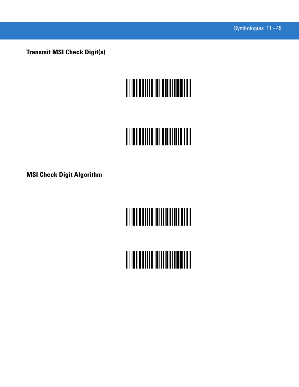 Transmit msi check digit(s), Msi check digit algorithm | Motorola LS3578 User Manual | Page 215 / 378