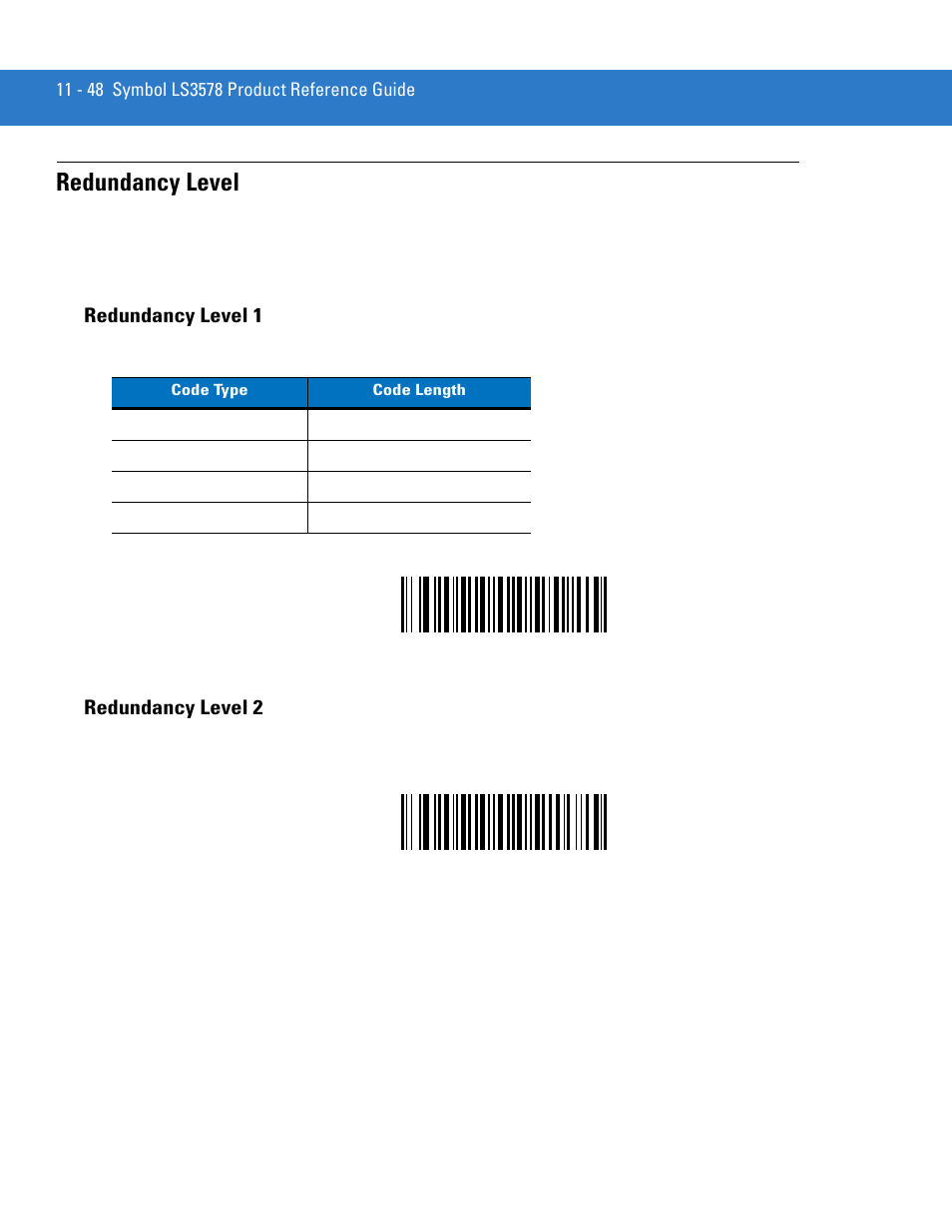 Redundancy level, Redundancy level 1, Redundancy level 2 | Redundancy level -48, Redundancy level 1 -48 redundancy level 2 -48 | Motorola LS3578 User Manual | Page 218 / 378