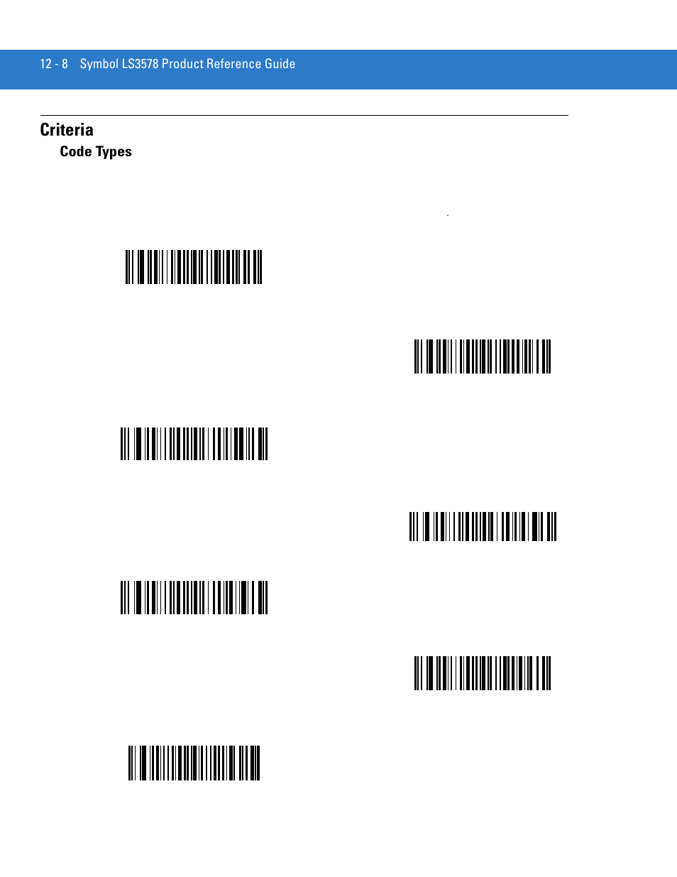 Criteria, Code types, Criteria -8 | Code types -8 | Motorola LS3578 User Manual | Page 230 / 378