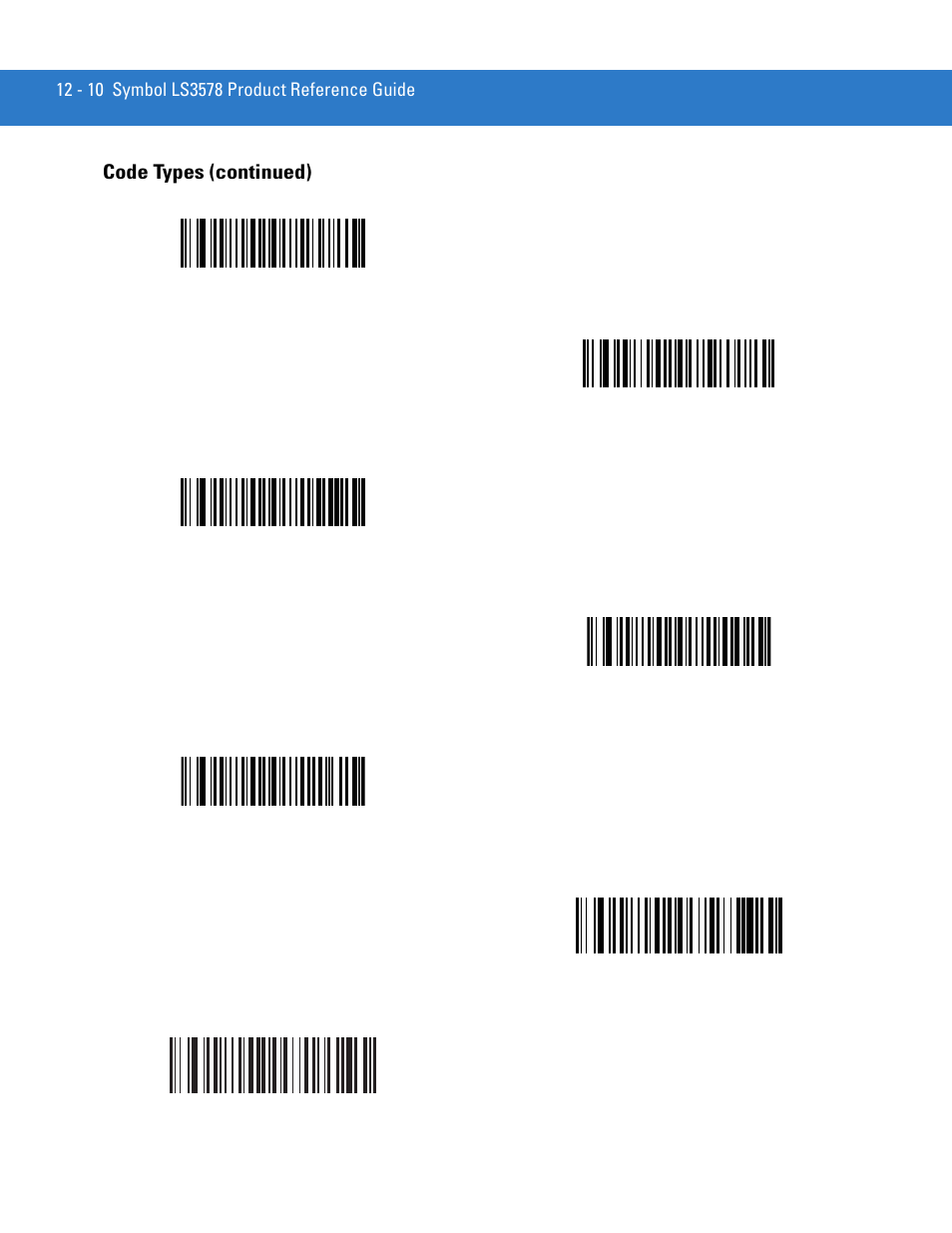 Code types (continued) | Motorola LS3578 User Manual | Page 232 / 378