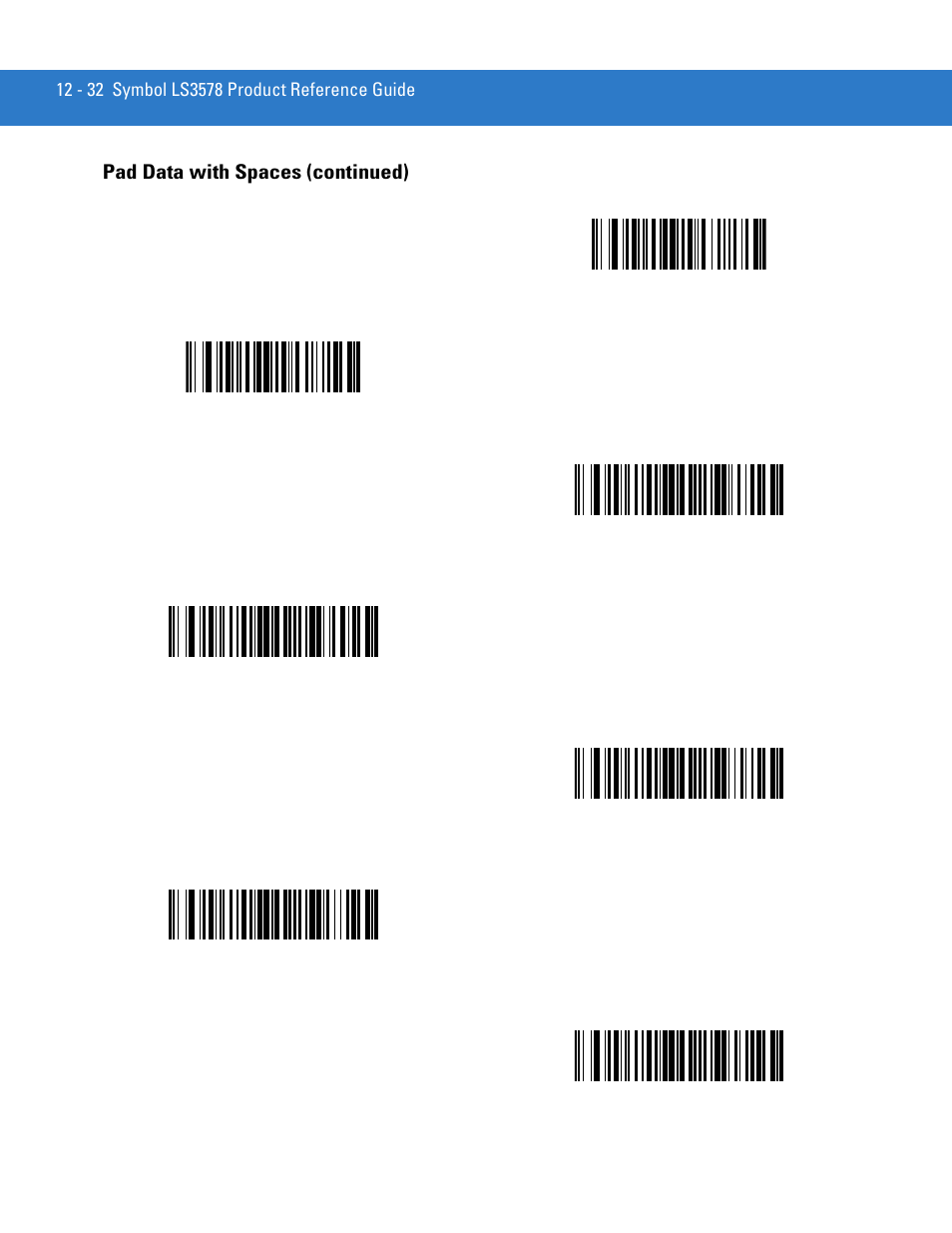 Pad data with spaces (continued) | Motorola LS3578 User Manual | Page 254 / 378