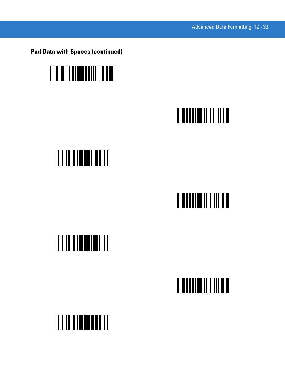 Pad data with spaces (continued) | Motorola LS3578 User Manual | Page 255 / 378