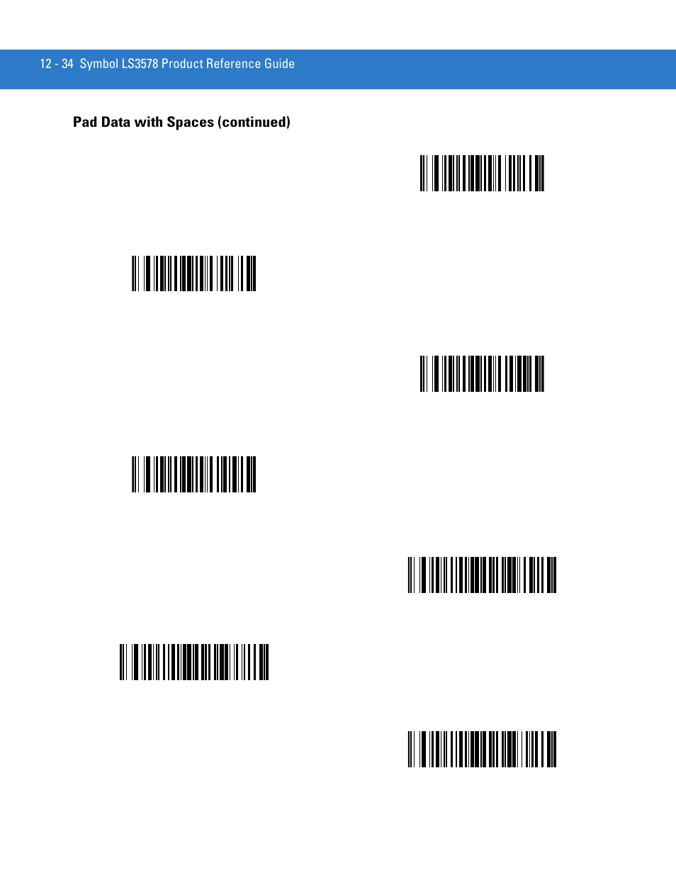 Pad data with spaces (continued) | Motorola LS3578 User Manual | Page 256 / 378