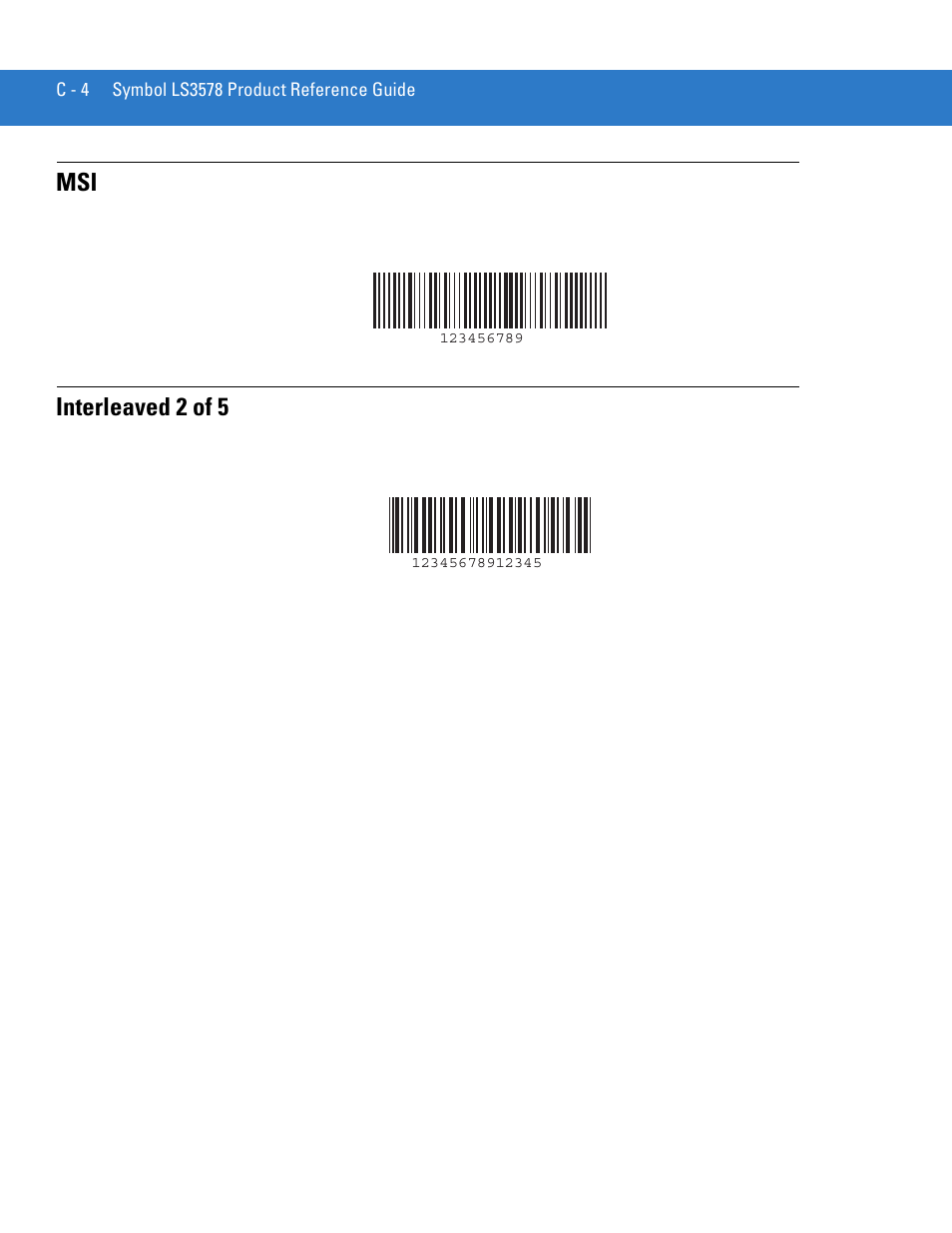 Interleaved 2 of 5, Msi interleaved 2 of 5 | Motorola LS3578 User Manual | Page 338 / 378