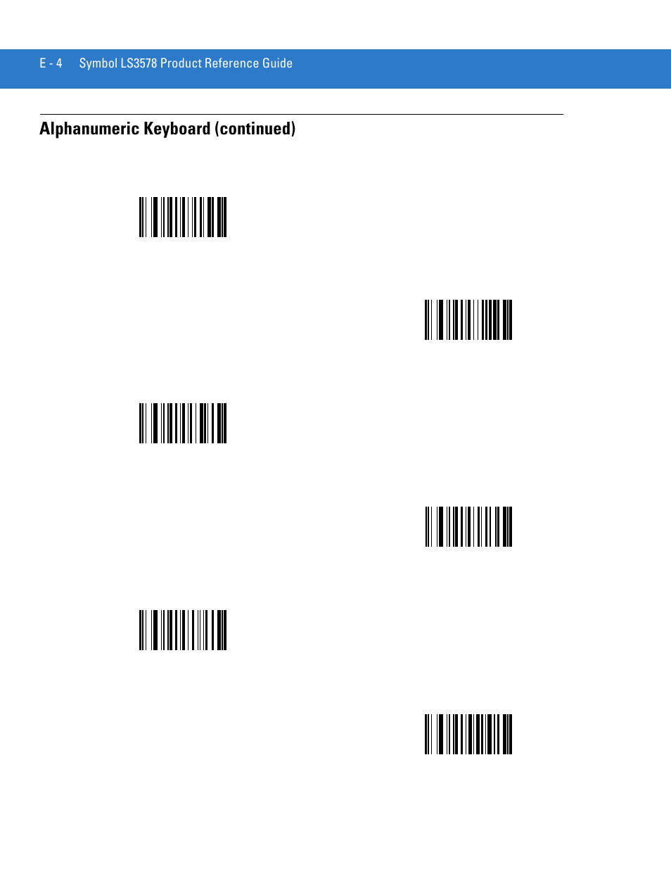 Alphanumeric keyboard (continued) | Motorola LS3578 User Manual | Page 346 / 378