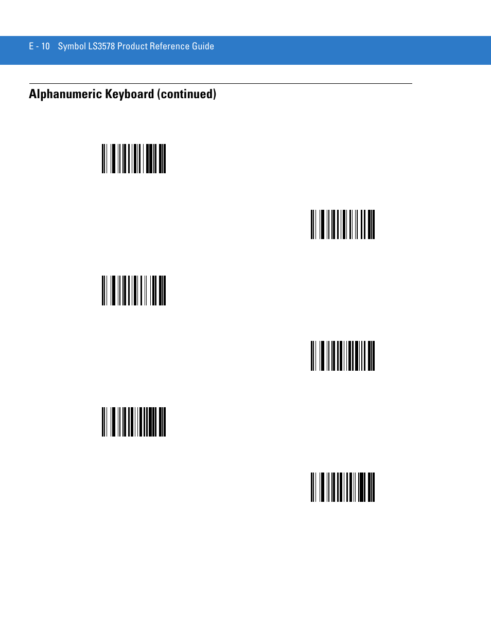 Alphanumeric keyboard (continued) | Motorola LS3578 User Manual | Page 352 / 378