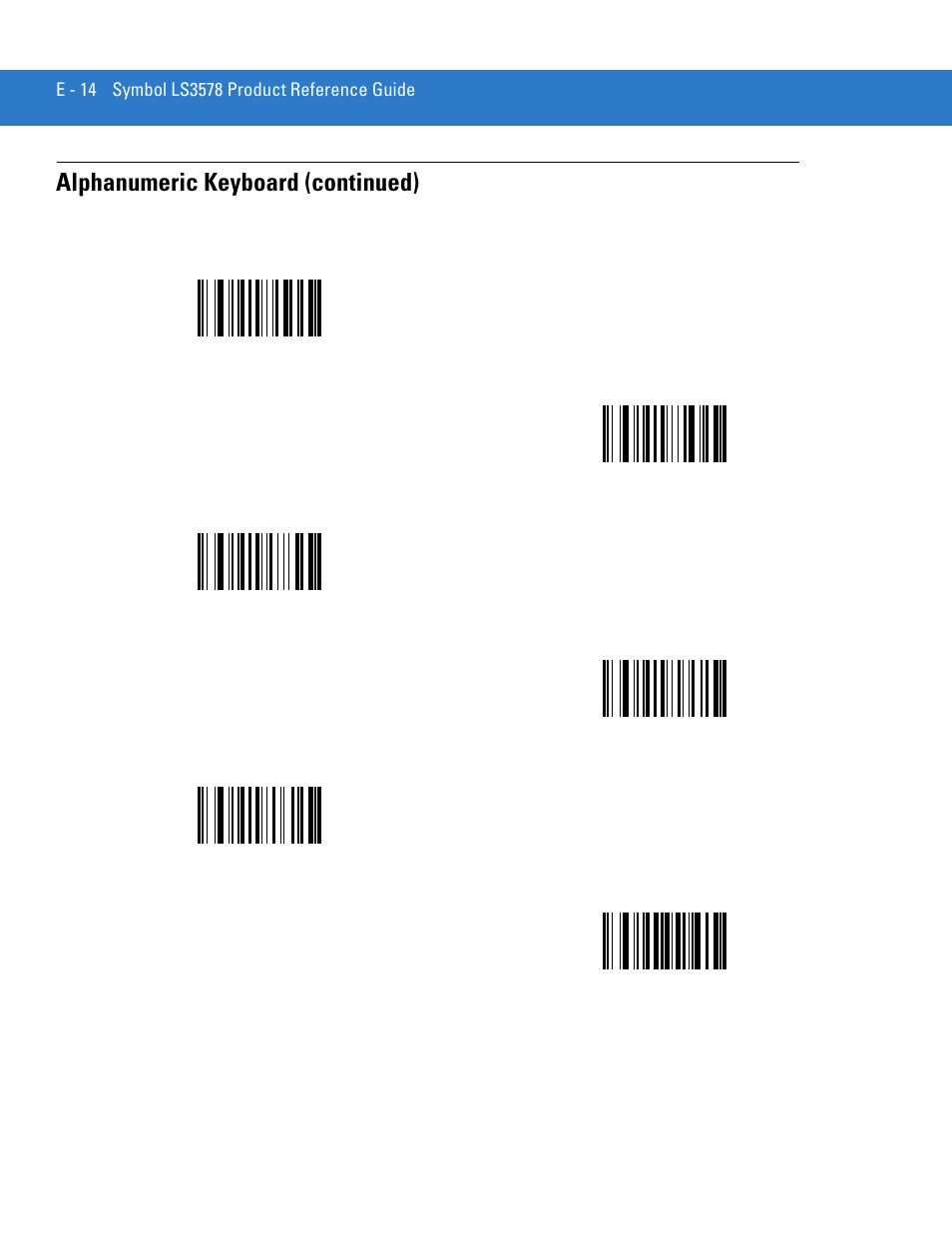 Alphanumeric keyboard (continued) | Motorola LS3578 User Manual | Page 356 / 378