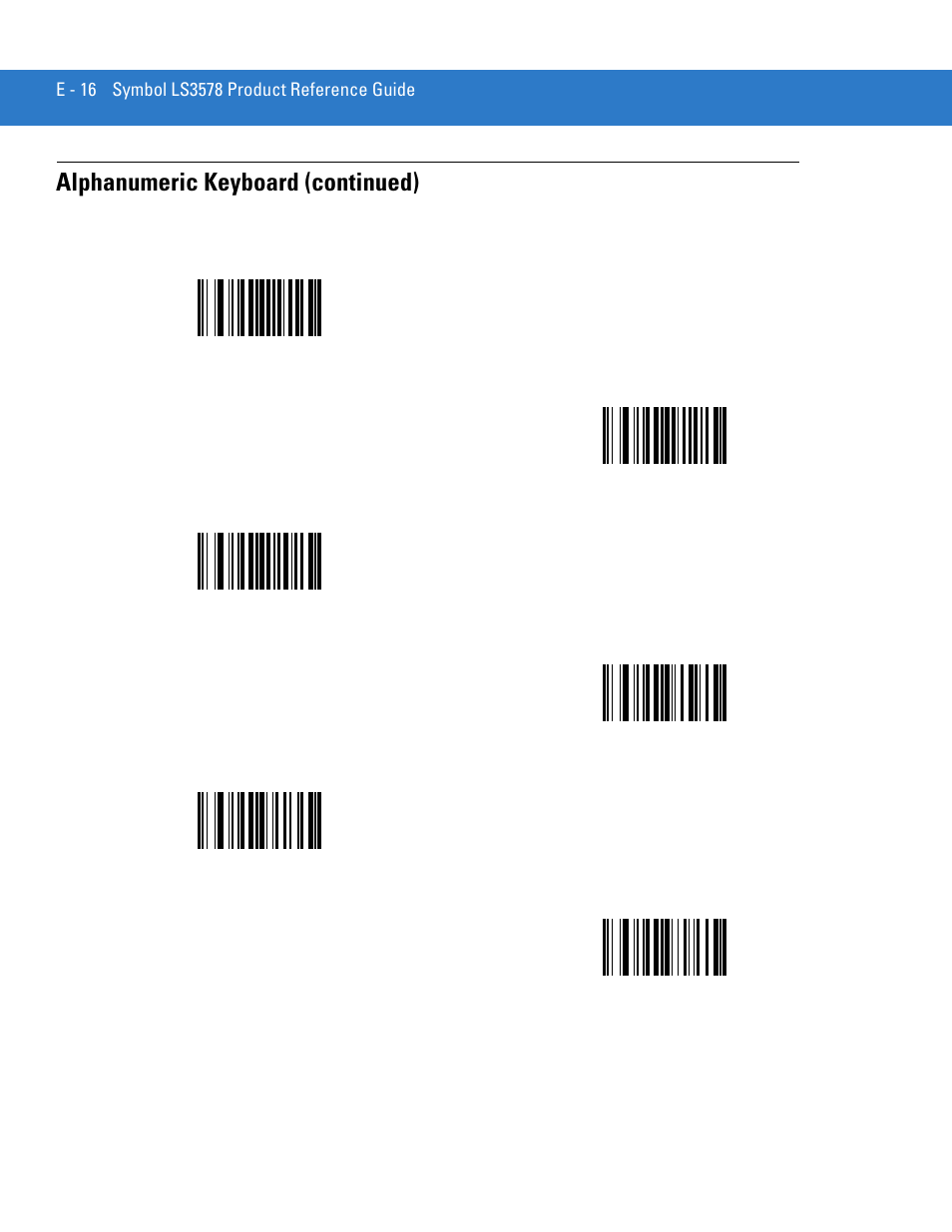 Alphanumeric keyboard (continued) | Motorola LS3578 User Manual | Page 358 / 378