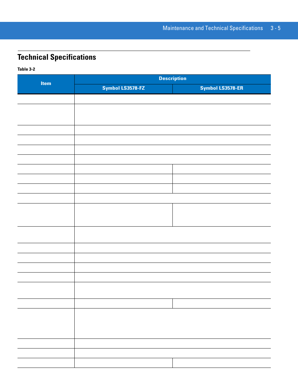 Technical specifications, Technical specifications -5 | Motorola LS3578 User Manual | Page 41 / 378