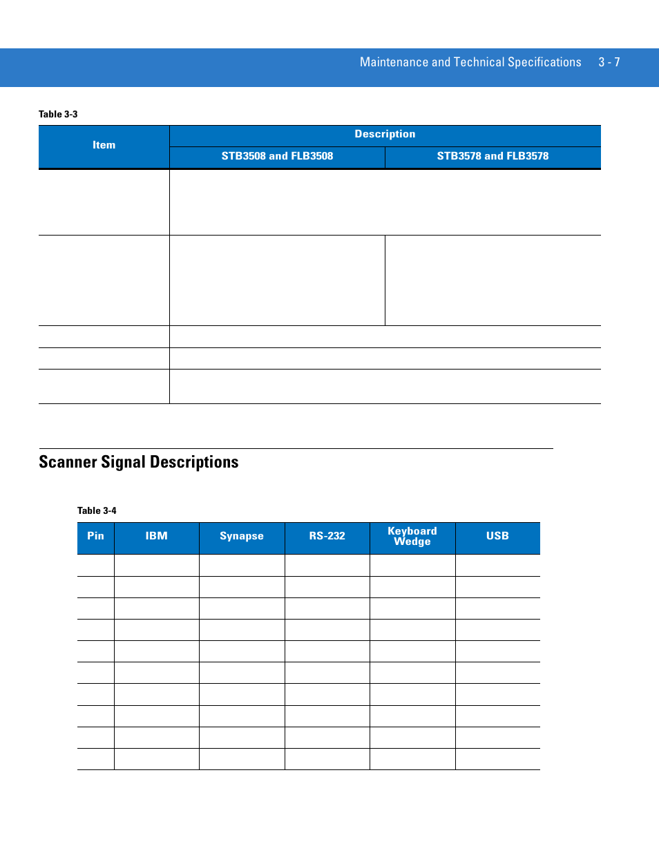 Scanner signal descriptions, Scanner signal descriptions -7 | Motorola LS3578 User Manual | Page 43 / 378