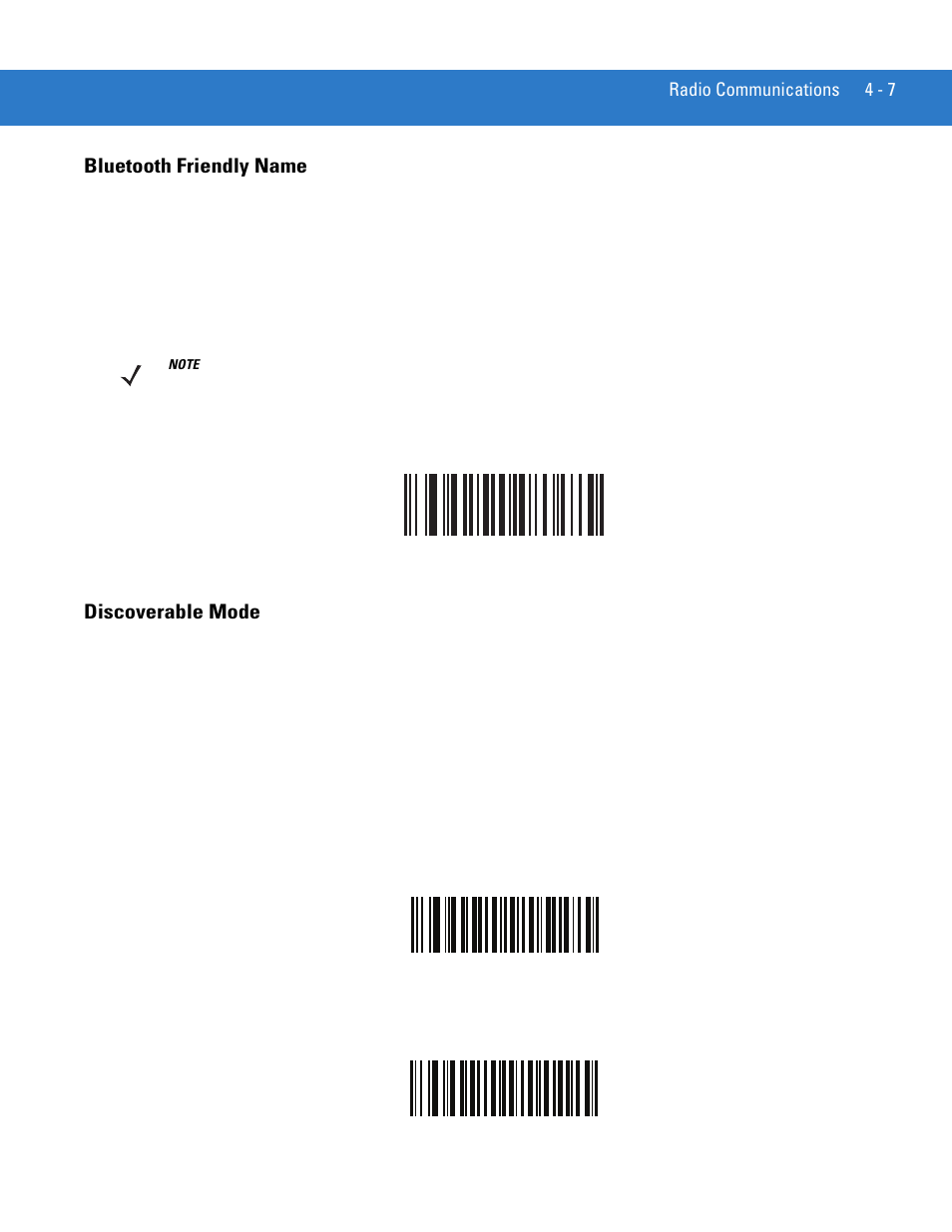 Bluetooth friendly name, Discoverable mode, Bluetooth friendly name -7 discoverable mode -7 | Motorola LS3578 User Manual | Page 51 / 378