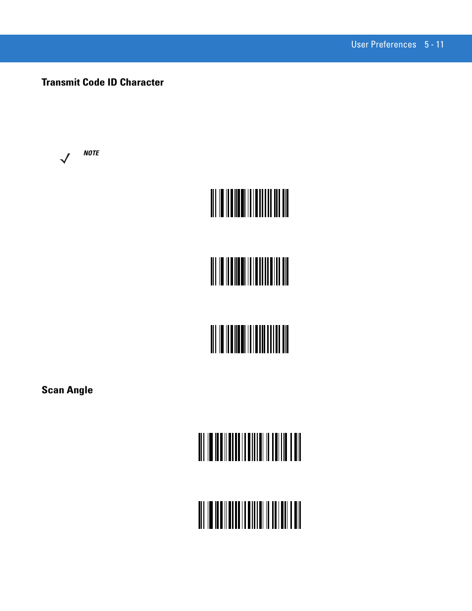 Transmit code id character, Scan angle, Transmit code id character -11 scan angle -11 | Motorola LS3578 User Manual | Page 85 / 378