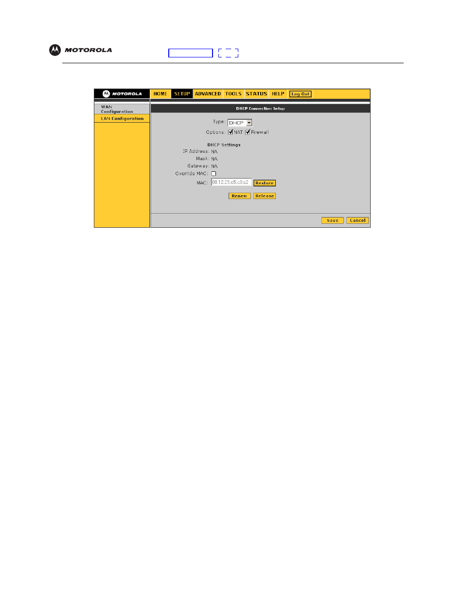 Wan setup for dhcp (cable modem) | Motorola VT2442 User Manual | Page 25 / 81