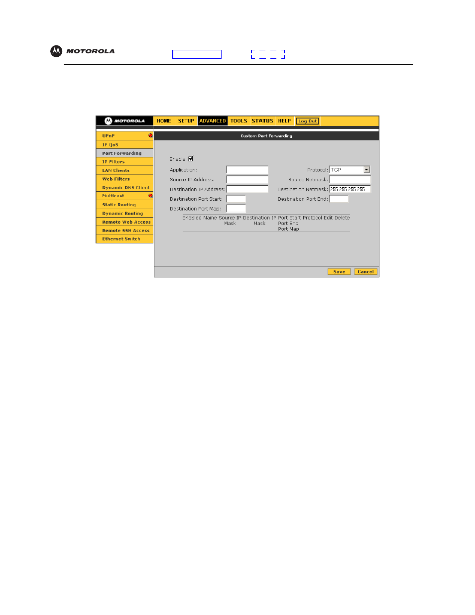 Custom port forwarding | Motorola VT2442 User Manual | Page 35 / 81