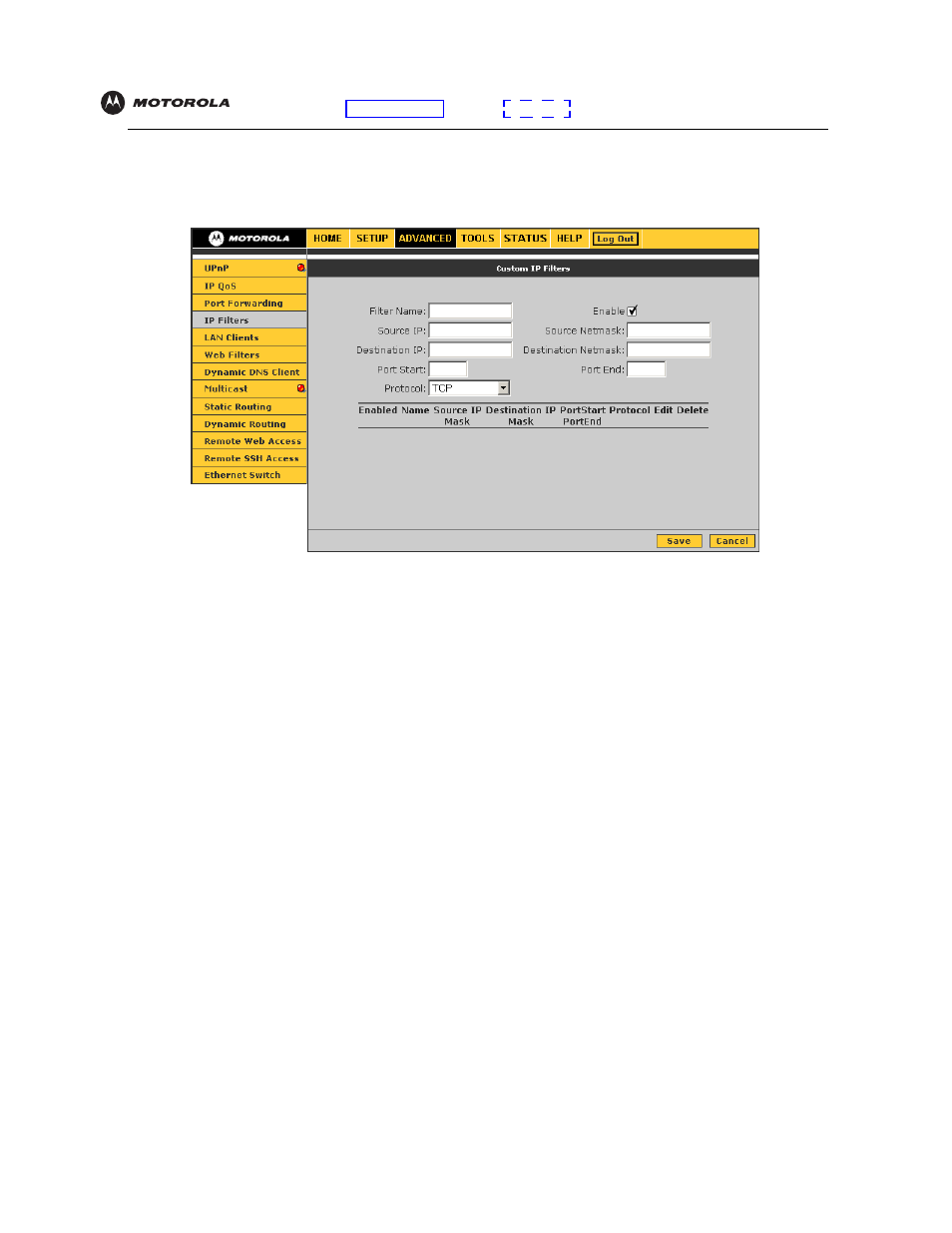 Custom ip filters | Motorola VT2442 User Manual | Page 38 / 81