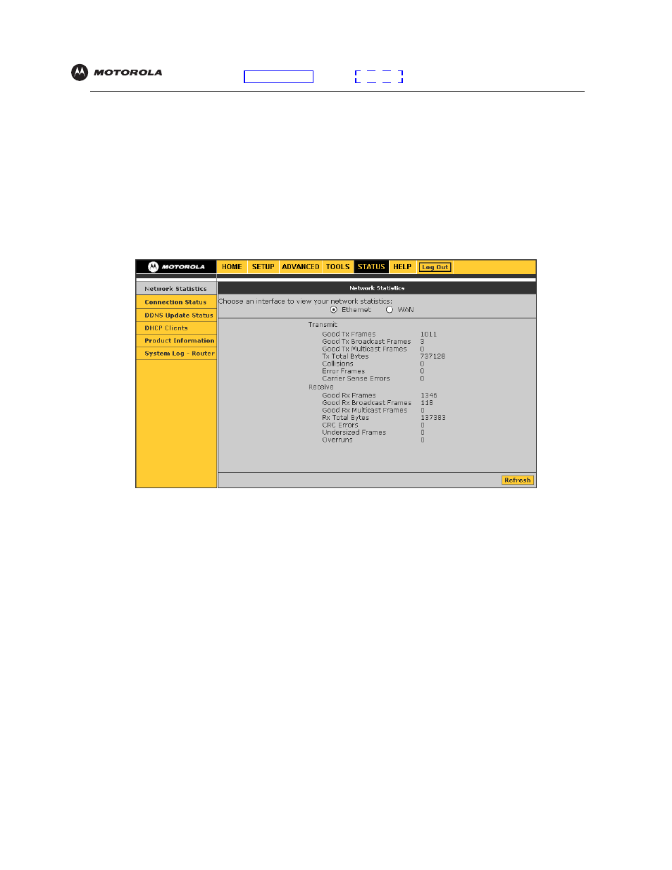 Status, Network statistics | Motorola VT2442 User Manual | Page 54 / 81