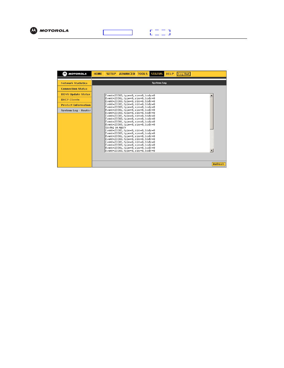 System log – router | Motorola VT2442 User Manual | Page 58 / 81