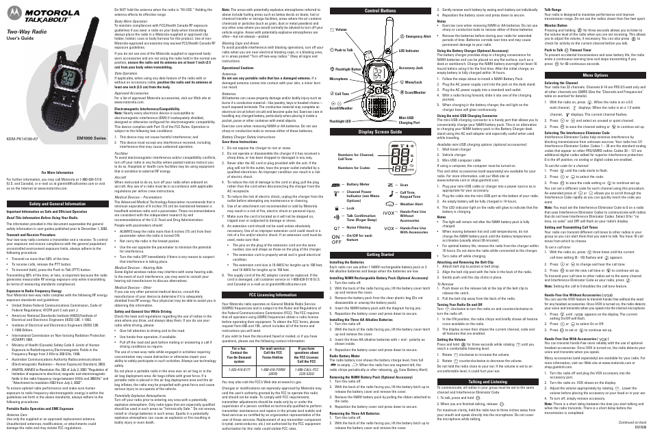 Motorola EM1000 User Manual | 2 pages