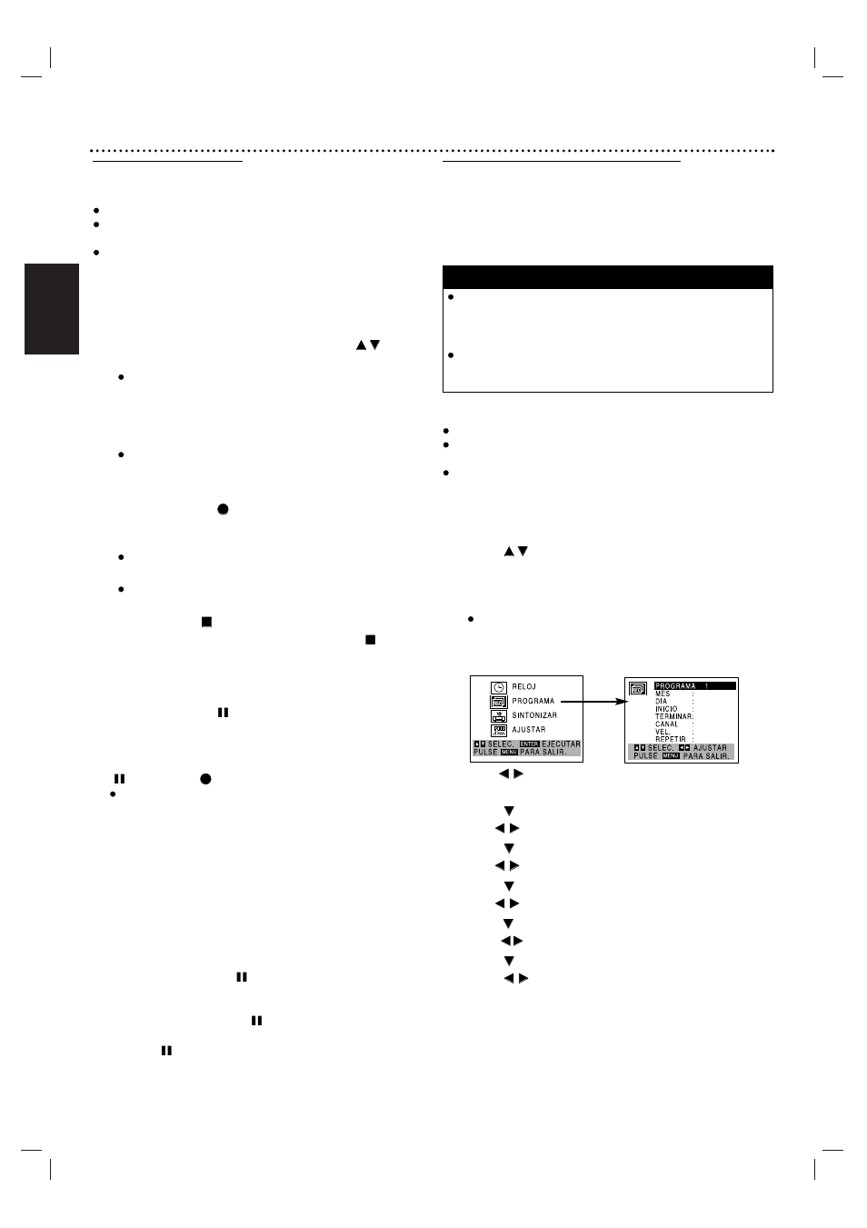 60 funcionamiento, Español | Motorola MDV560VR User Manual | Page 60 / 80