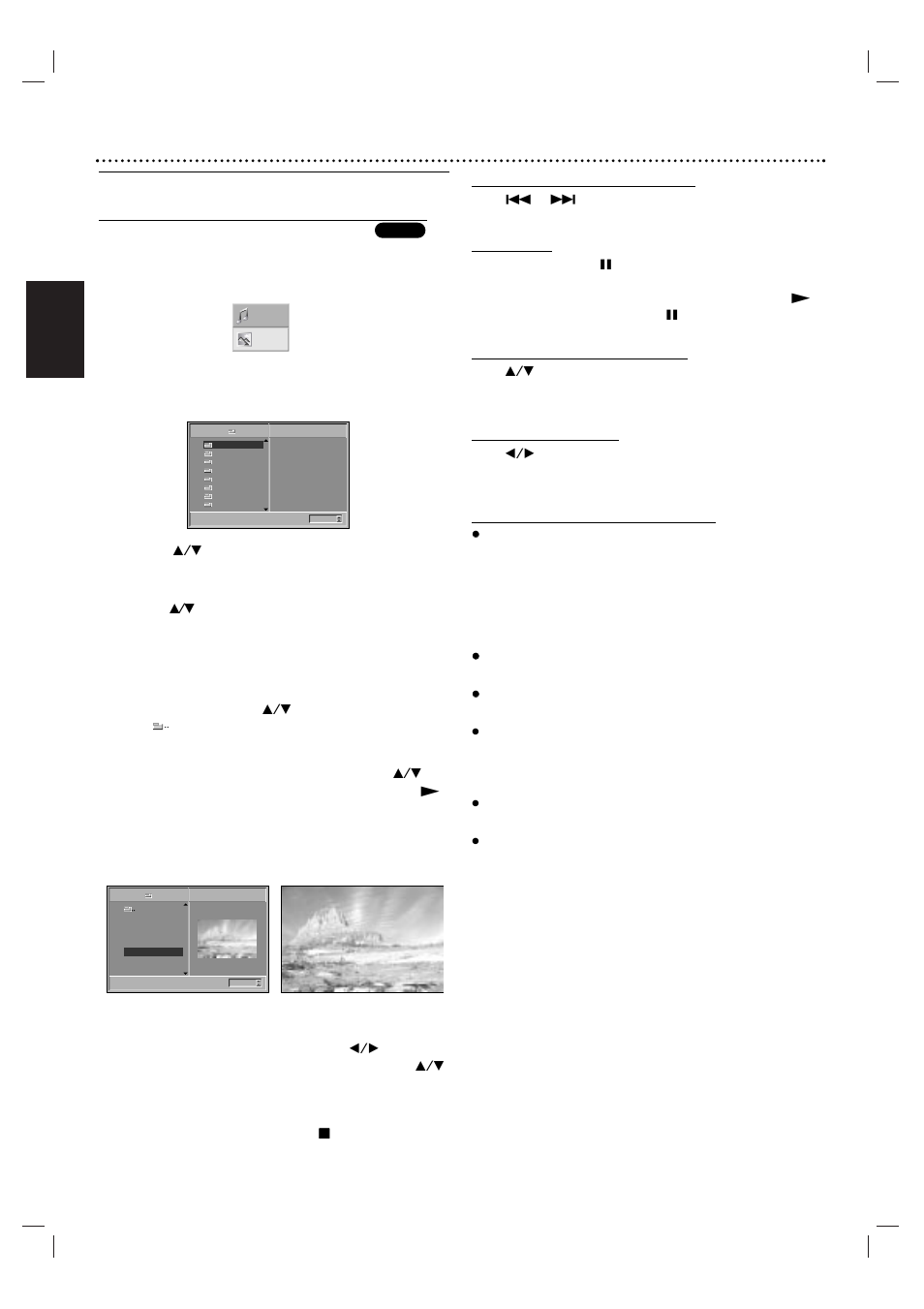 70 funcionamiento, Español, Funcionamiento con disco jpeg | Visualización de un disco jpeg, Desplazamiento a otro archivo, Imagen fija, Para dar la vuelta a la imagen, Para girar la imagen, Notas sobre grabaciones de jpeg | Motorola MDV560VR User Manual | Page 70 / 80