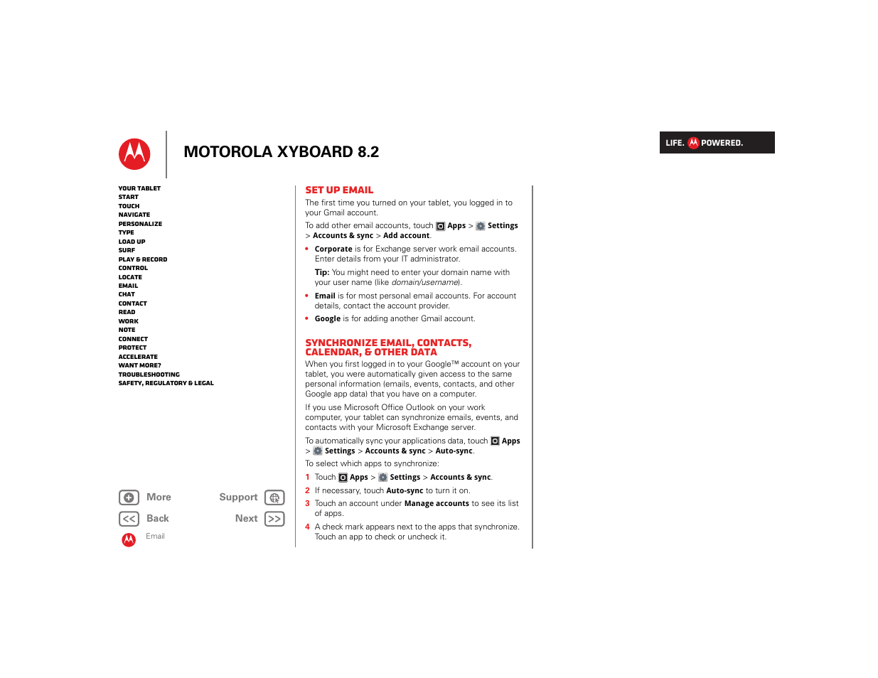 Set up email, Next, Motorola xyboard 8.2 | Motorola XYBOARD 8.2 User Manual | Page 18 / 41